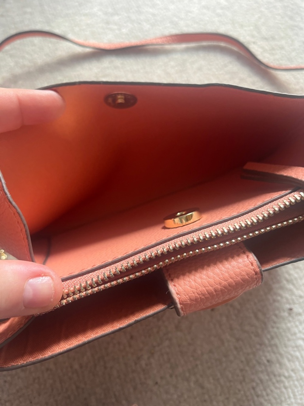 Nanette Lepore Textured Leather Crossbody Wallet - Coral Pink - Picture 4 of 4